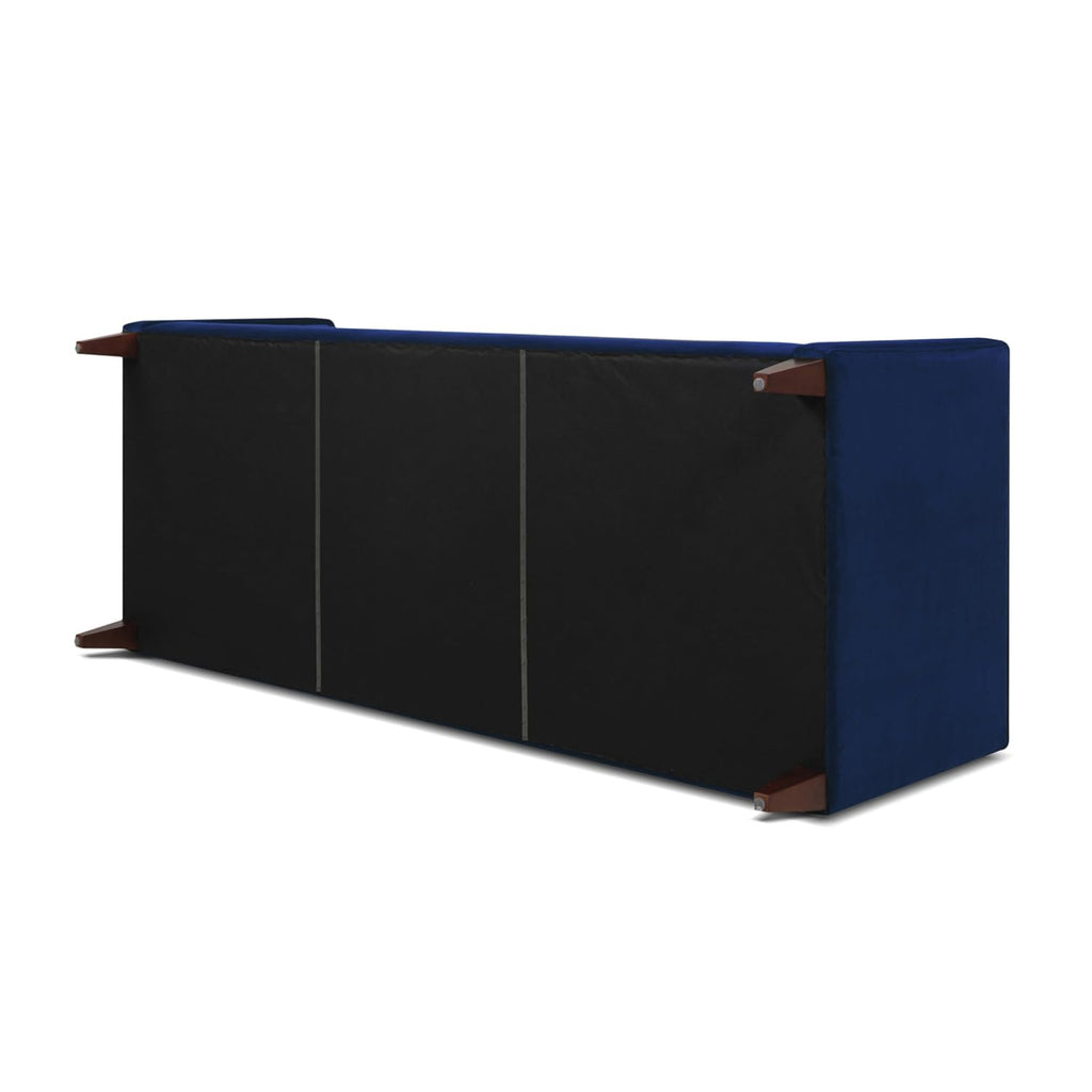 84" Tufted Navy Blue Velvet Sofa with Two Reversible Cushions N2149