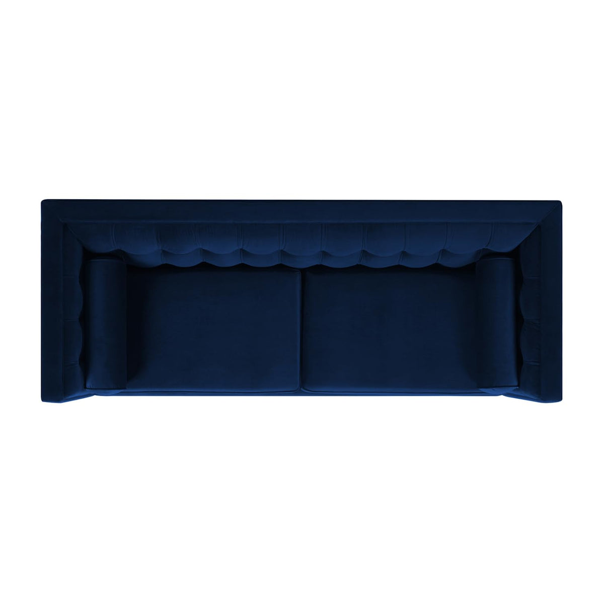 84" Tufted Navy Blue Velvet Sofa with Two Reversible Cushions N2149