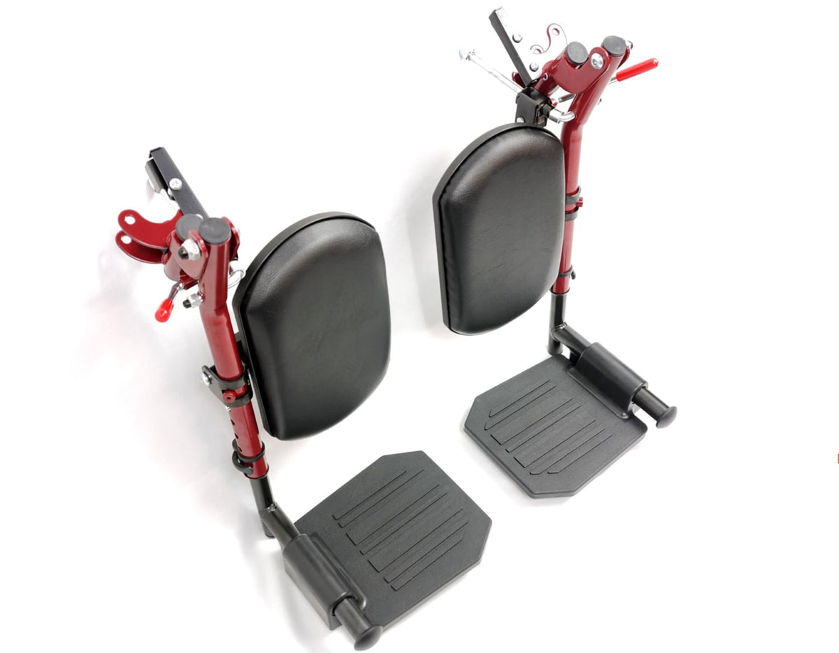 Red Wheelchair Elevating Leg Rests with Calf Pad M8839