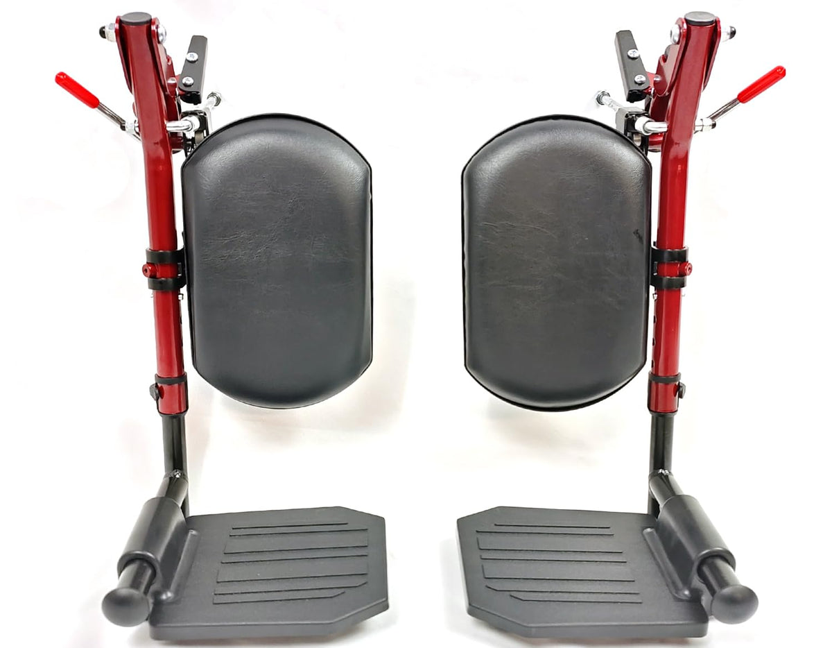 Red Wheelchair Elevating Leg Rests with Calf Pad M8839