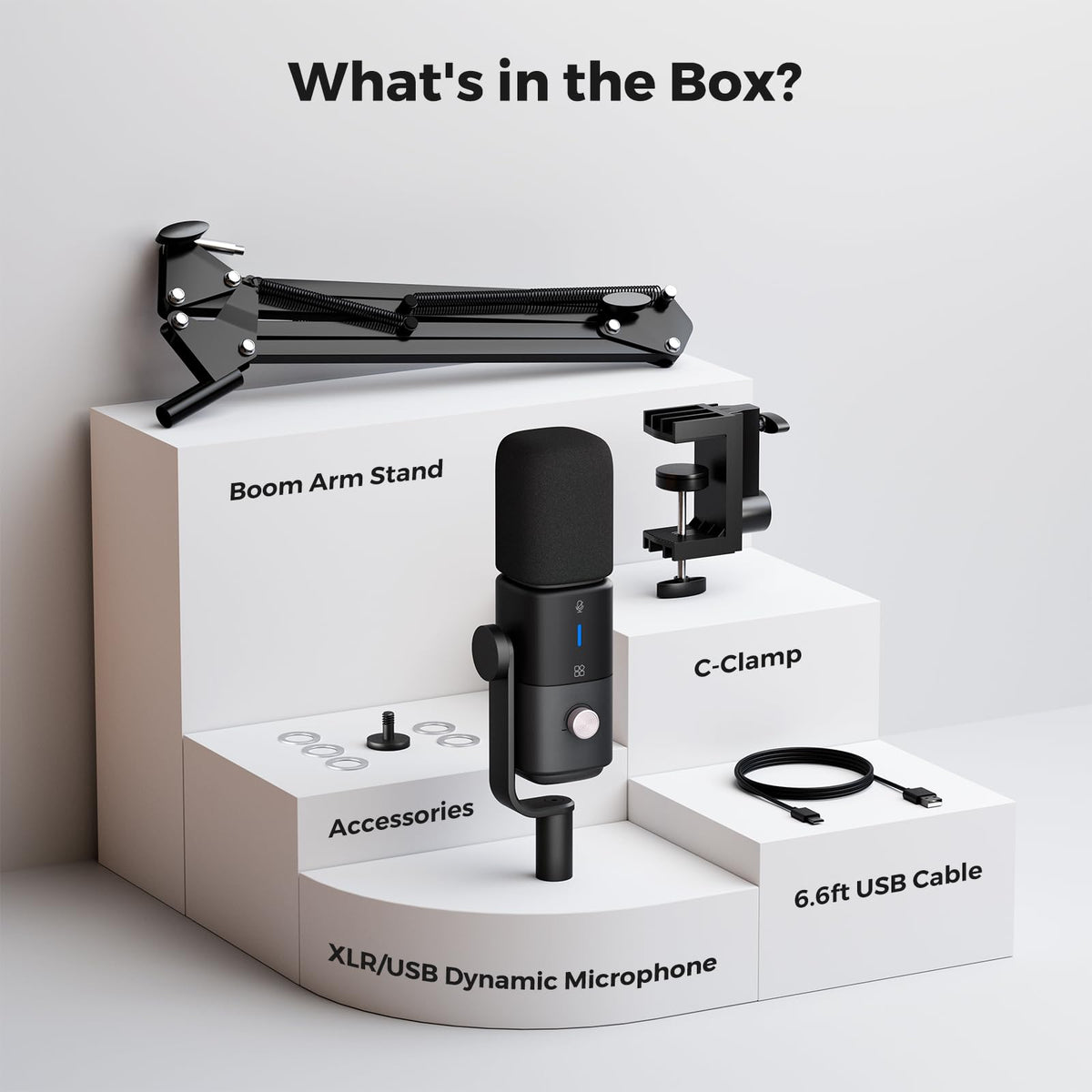 USB/XLR Dynamic Podcast Microphone with Boom Arm Y61729