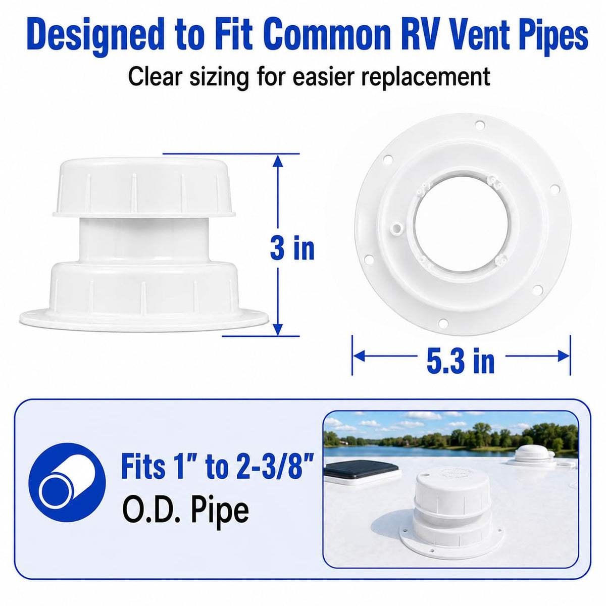 RV Plumbing Vent Caps 1 to 2 3/8" Pipe G205