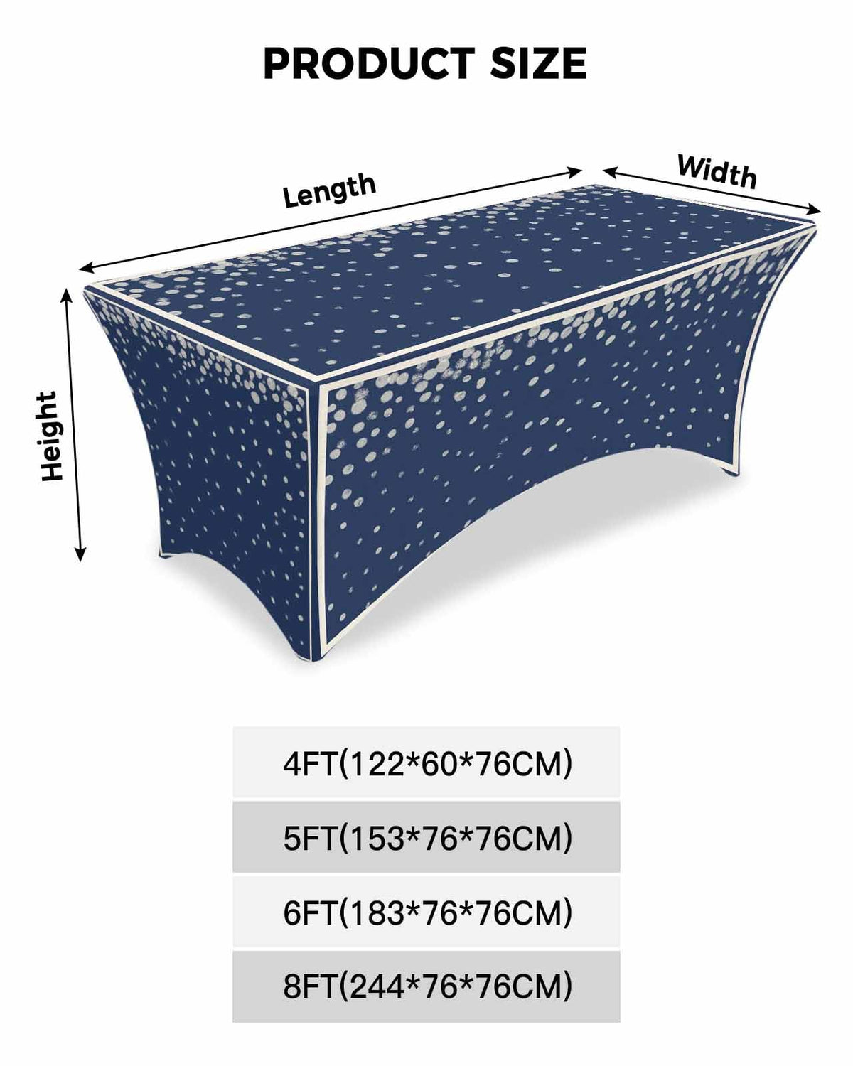 Silver Speckle Spandex Table Cloth for 6FT X8381