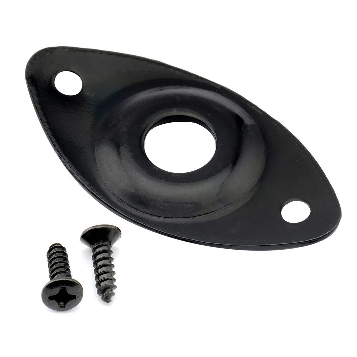 Black Curved Recessed Oval Guitar Jack Plate I49991
