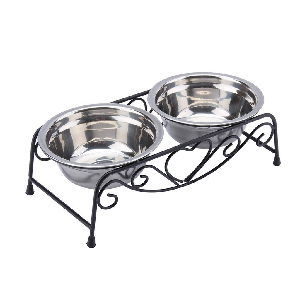 Double Stainless Steel Elevated Dog Bowls with Iron Stand P973168