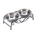 Double Stainless Steel Elevated Dog Bowls with Iron Stand P973168