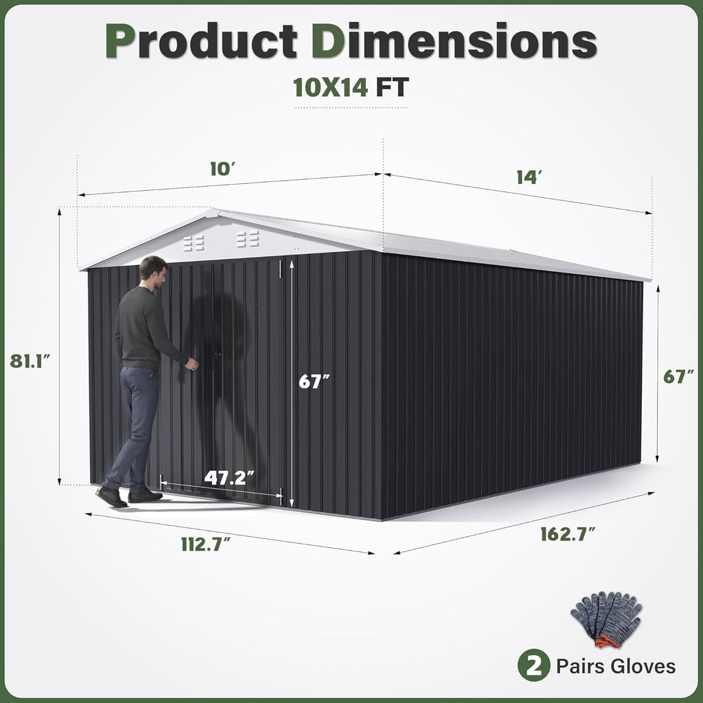 10x14 Outdoor Storage Metal Shed Q53922