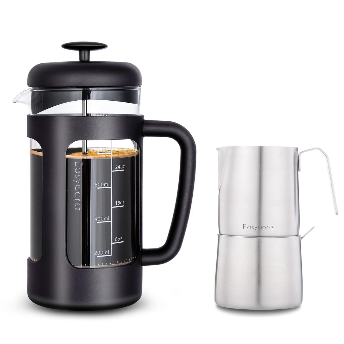 34 oz Stainless Steel French Press and Creamer Sugar Bowl Set U48905