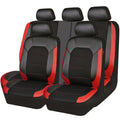 Universal Leather Car Seat Covers Full Set Black Red N81049
