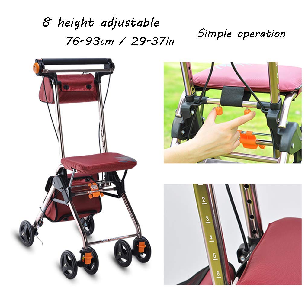 4 Wheels Foldable Rollator Walker with Seat J7041
