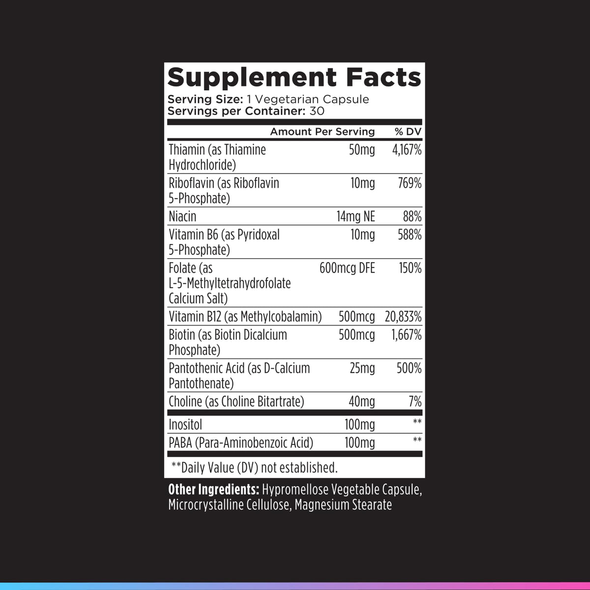 Vitamin B Complex Supplement 30 Capsules A5996