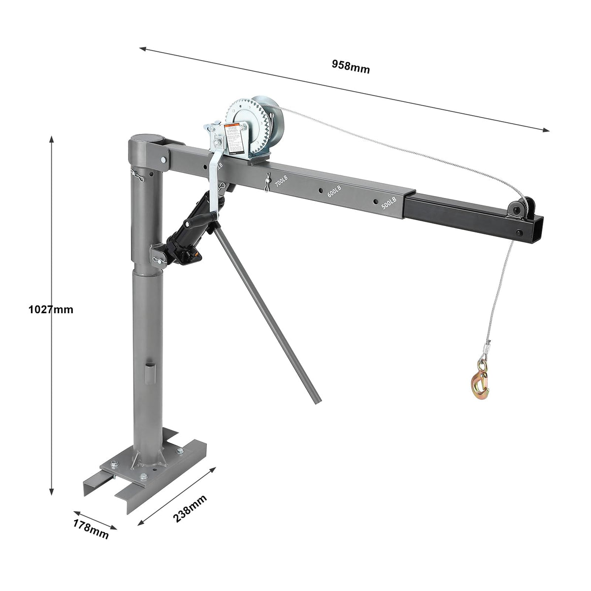 1000 LBS Hydraulic Pickup Truck Crane Hoist R739191