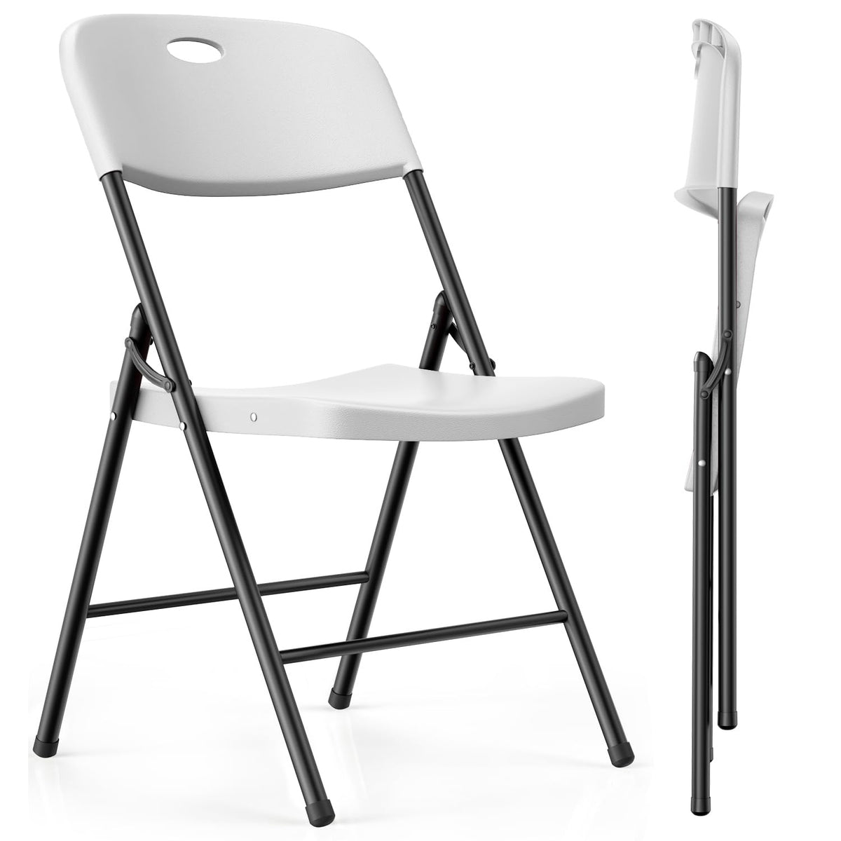 2 Pack White Plastic Folding Chairs H736285
