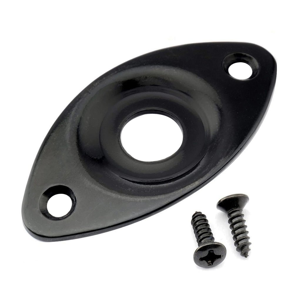 Black Curved Recessed Oval Guitar Jack Plate I49991
