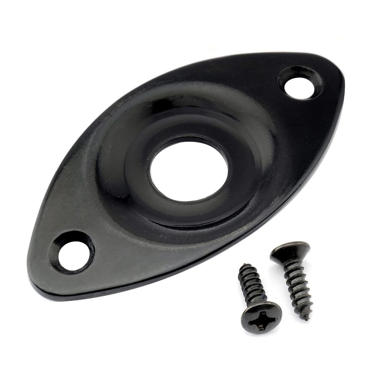 Black Curved Recessed Oval Guitar Jack Plate I49991