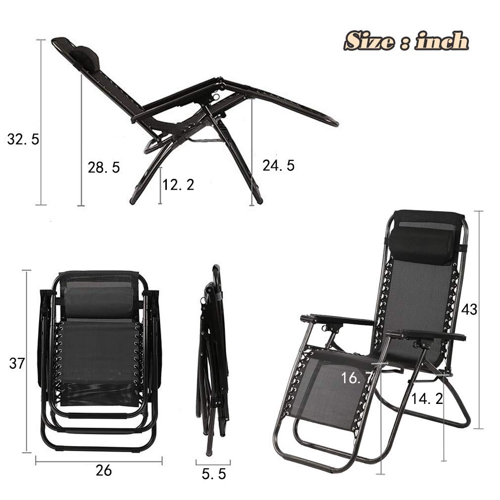 Black Zero Gravity Lounge Chair with Pillow & Cup Holder C3560