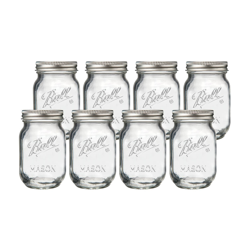 Regular Mouth Pint Glass Mason Jars, 16oz, 8-Count H857