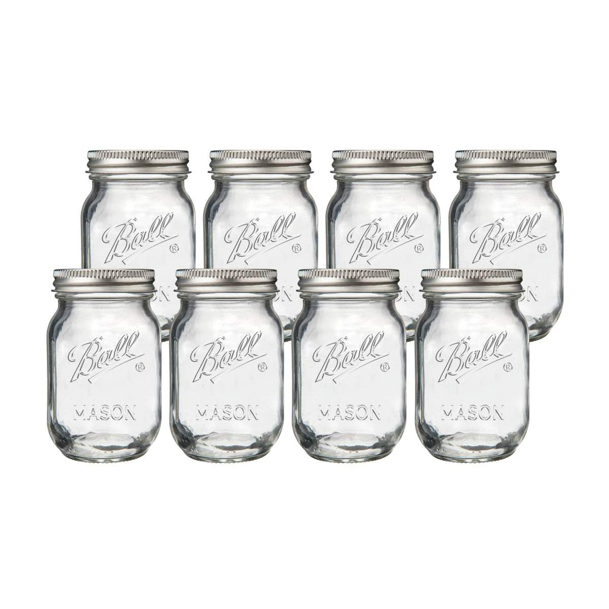 Regular Mouth Pint Glass Mason Jars, 16oz, 8-Count H857