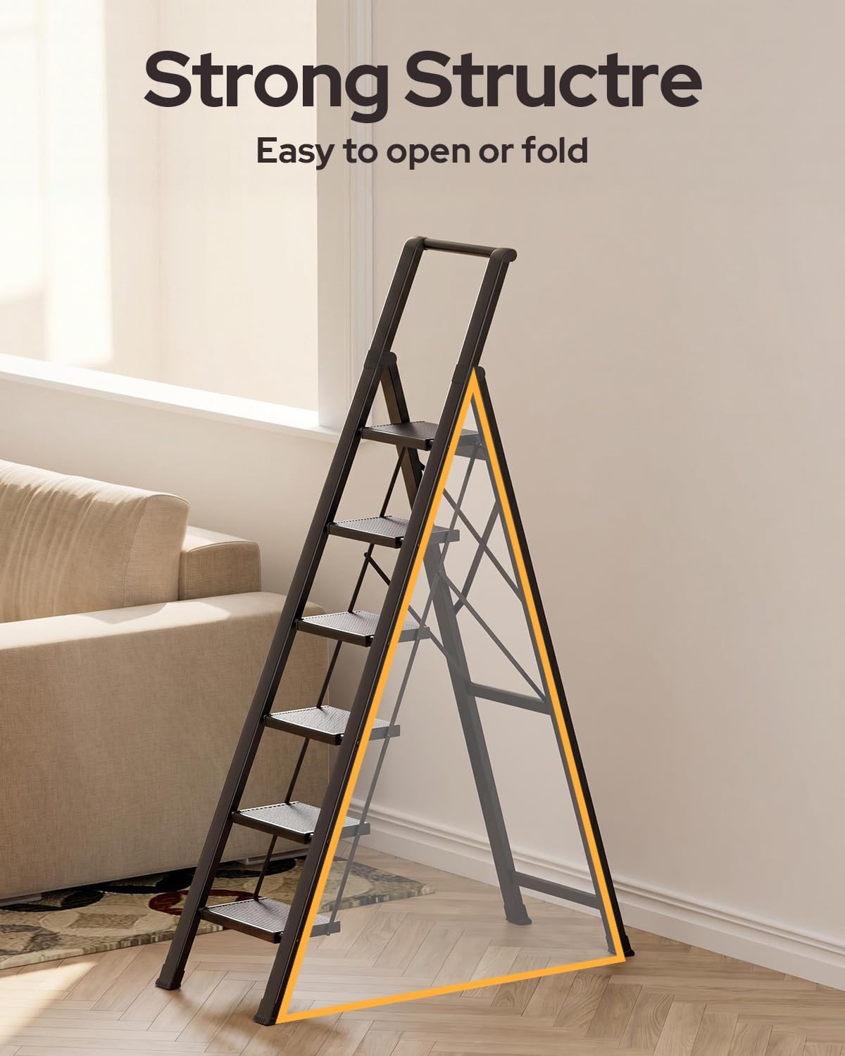Black Foldable 6 Step Ladder A602