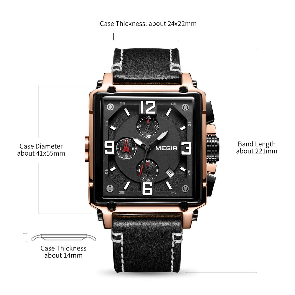 Men's Analogue Luminous Quartz Watch with Leather Strap H234618