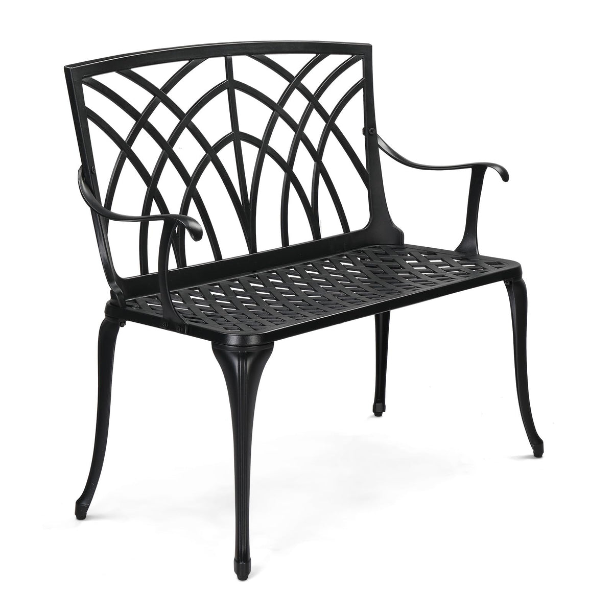 38" Black Metal Outdoor Bench P9996