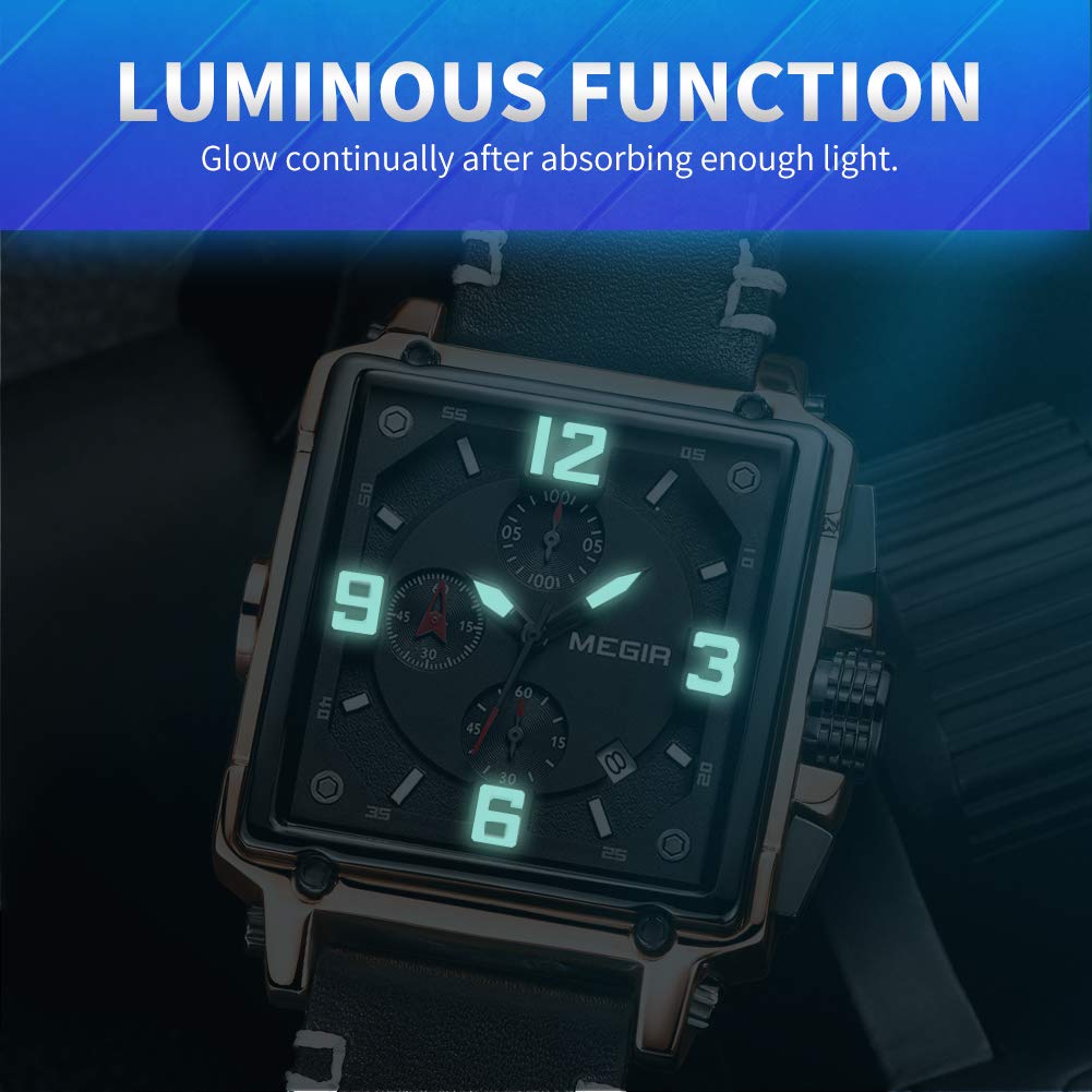 Men's Analogue Luminous Quartz Watch with Leather Strap H234618