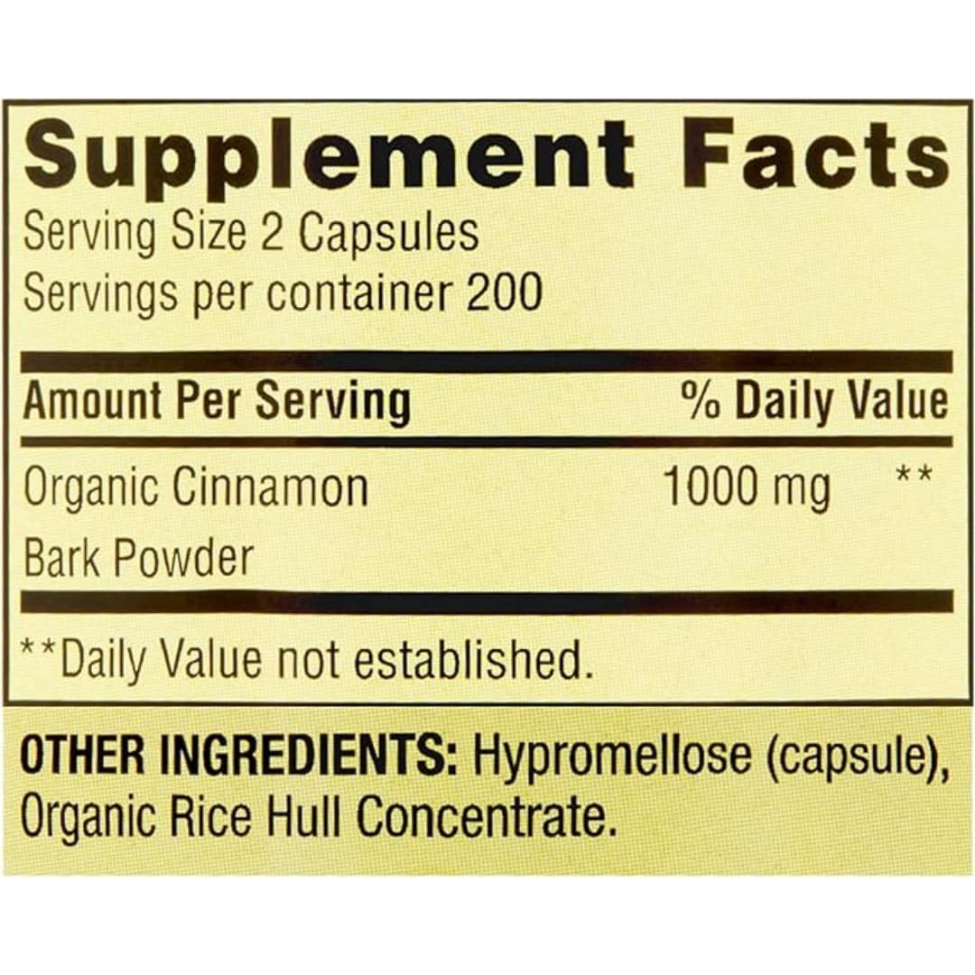 Cinnamon 1000 mg 400 Vegetarian Capsules Dietary Supplement G859330