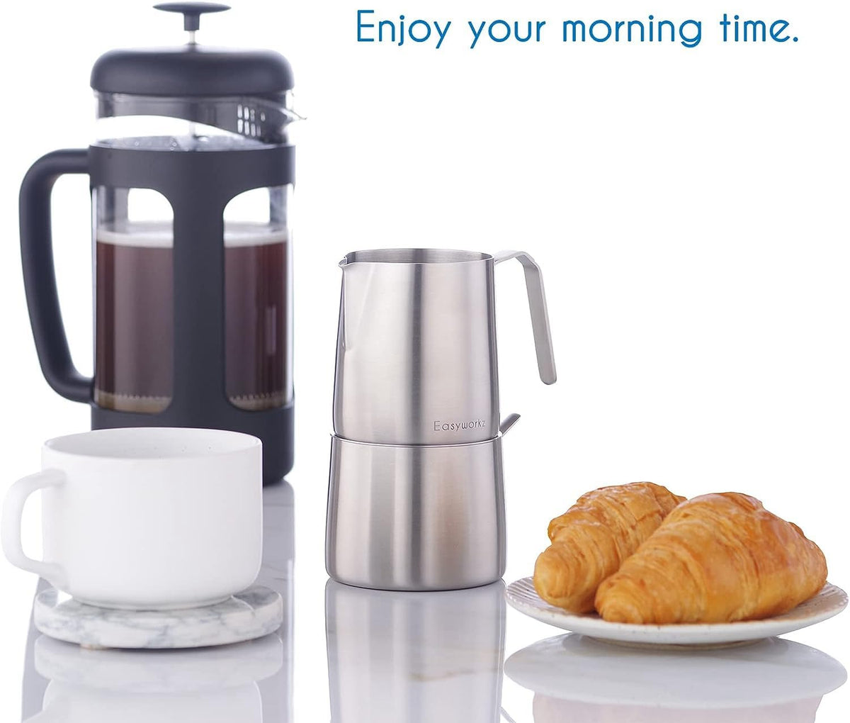 34 oz Stainless Steel French Press and Creamer Sugar Bowl Set U48905