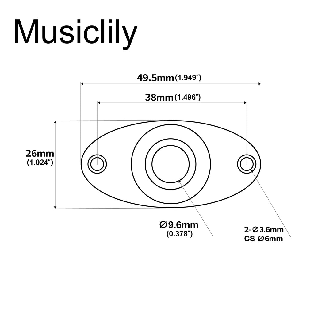Black Curved Recessed Oval Guitar Jack Plate I49991