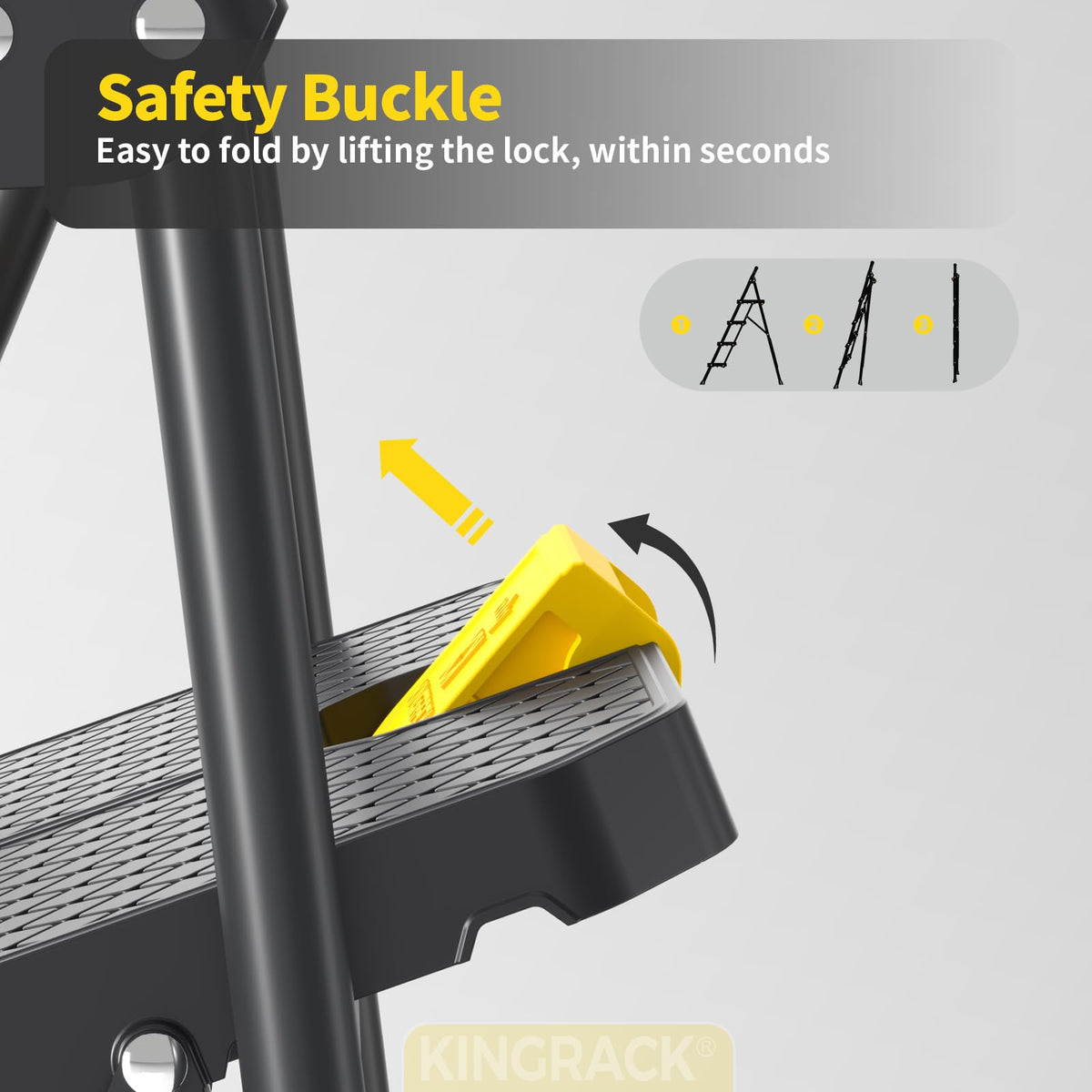 4 Step Steel Step Stool with Safe-Lock, Black Y67712