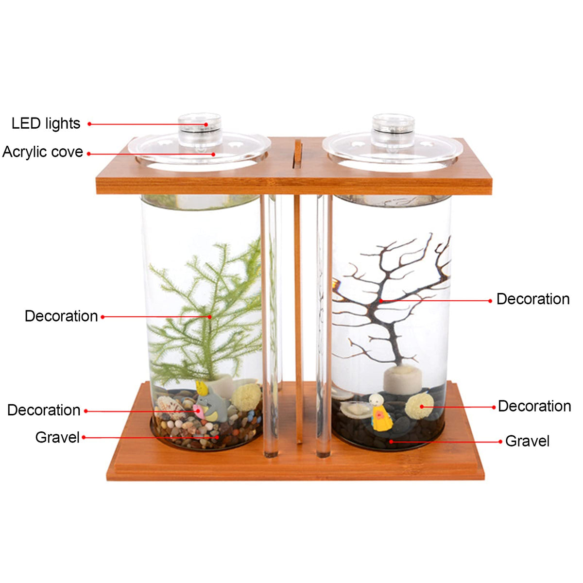 Bamboo Desktop Aquarium with LED Light K6681
