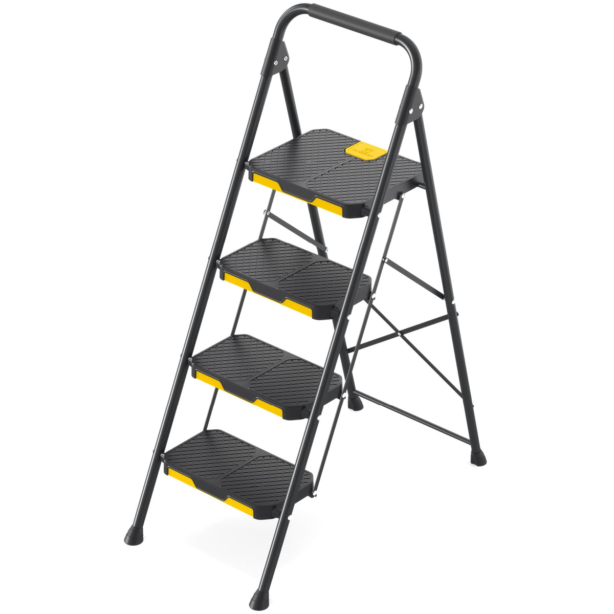 4 Step Steel Step Stool with Safe-Lock, Black Y67712