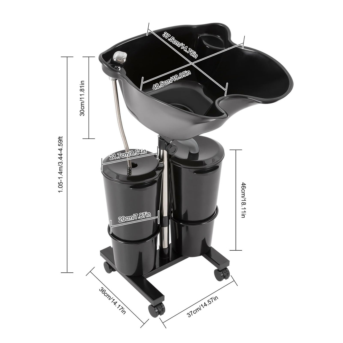 Portable Shampoo Bowl with Electric Pump, Adjustable Height, Dual Bucket Design H95535