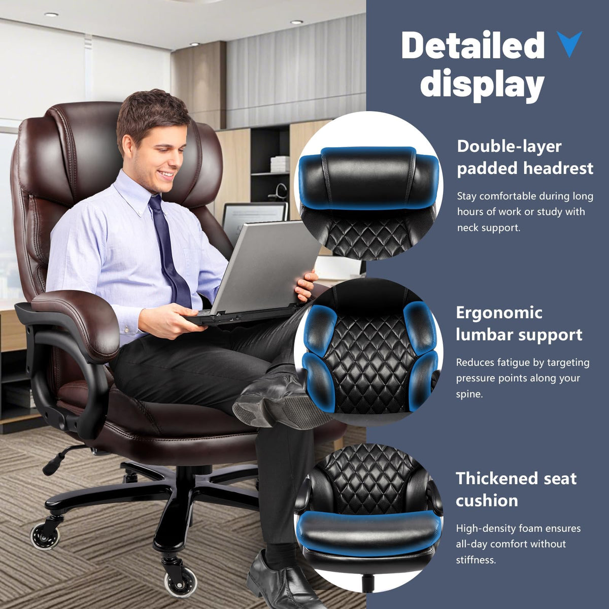 Big and Tall Heavy Duty Executive Office Chair with High Back O498