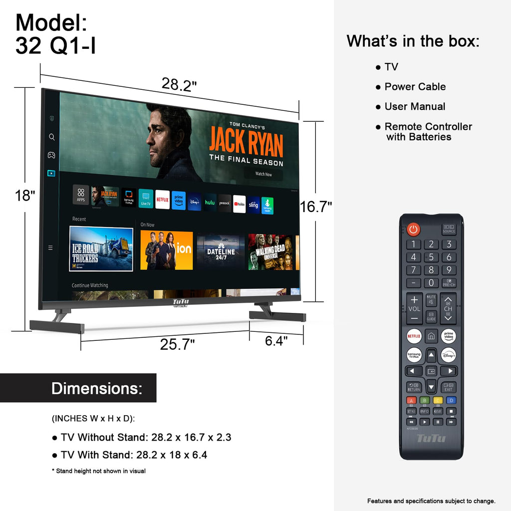 32 Inch FHD Smart TV 1080p Full HD Central Stand with HDR Dolby Audio B302753