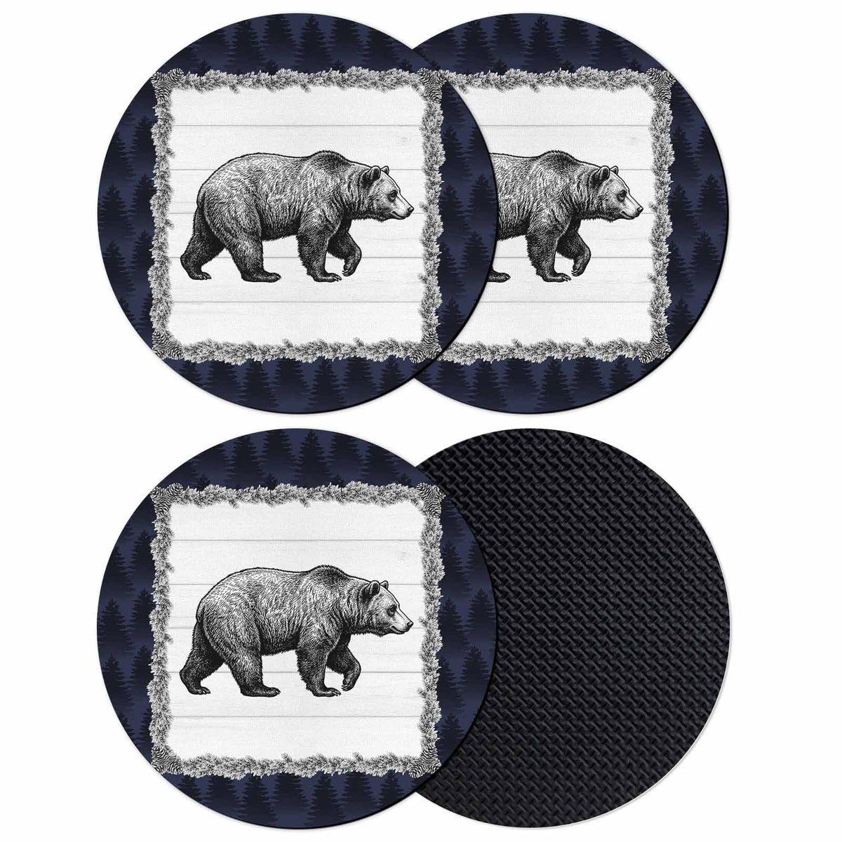 Black White Bear Coasters Set of 4 X9679