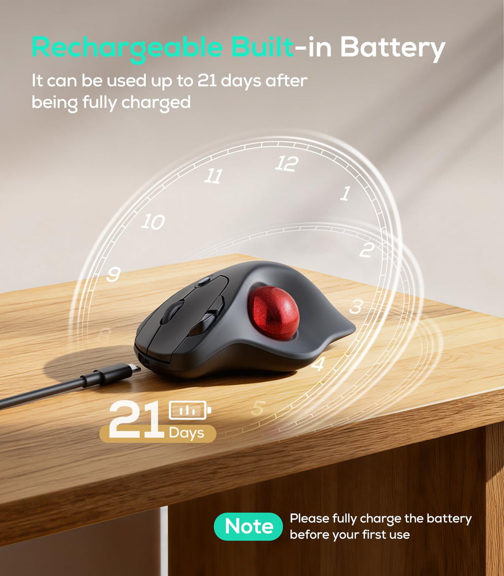 Wireless Ergonomic Trackball Mouse I845