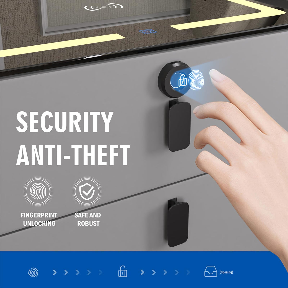 Wireless Charging Fingerprint Lock Nightstand Q248