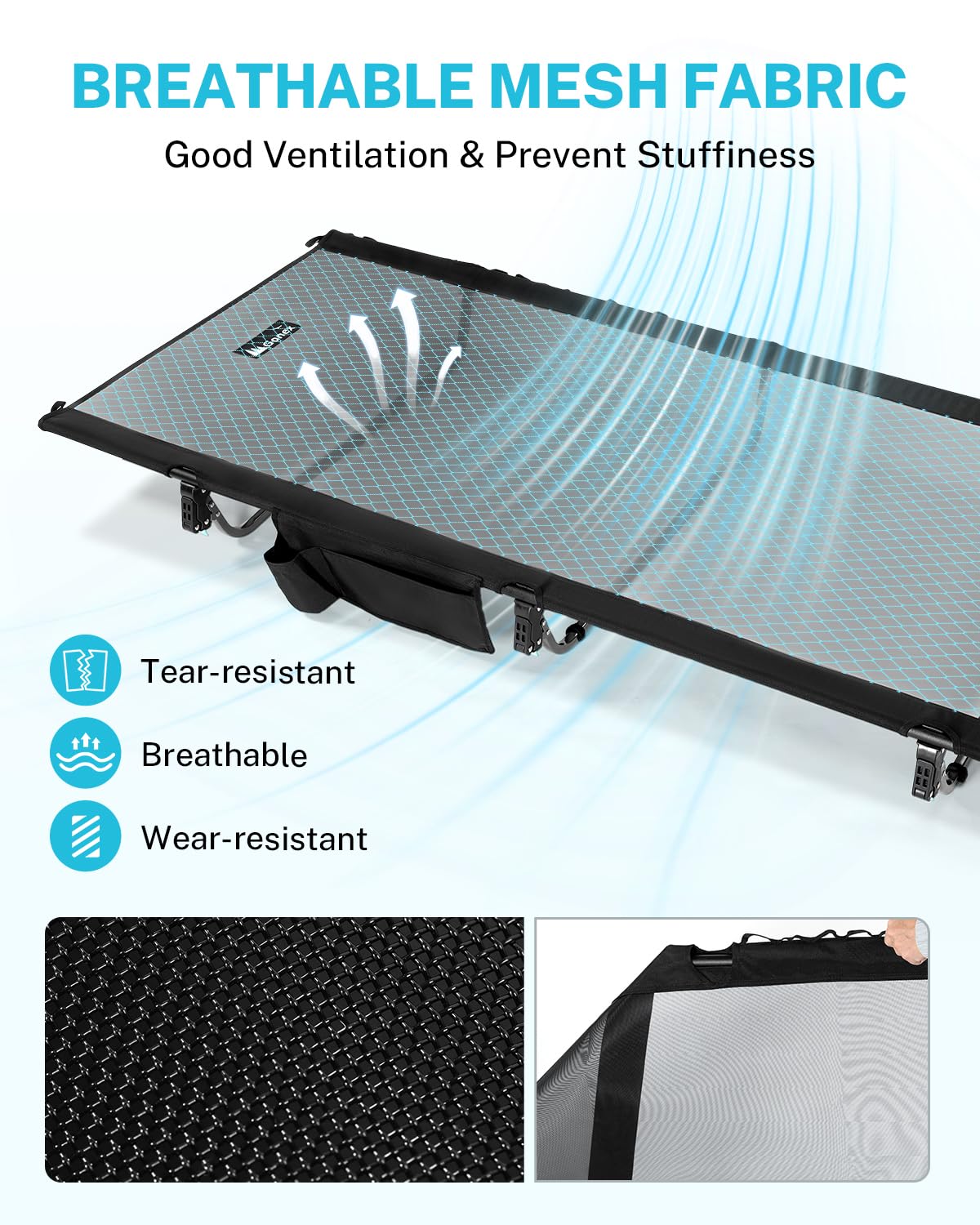 31.5" Wide Ultralight Portable Folding Mesh Camping Cot I490