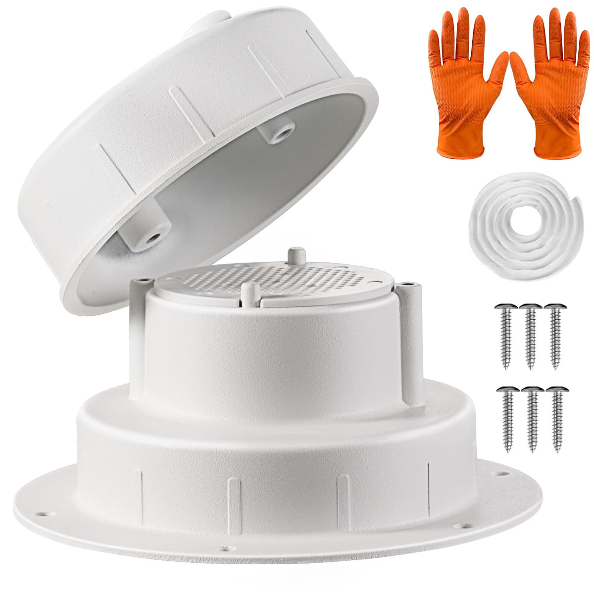 Aluminum RV Plumbing Vent Cap Kit with Screen White C9731