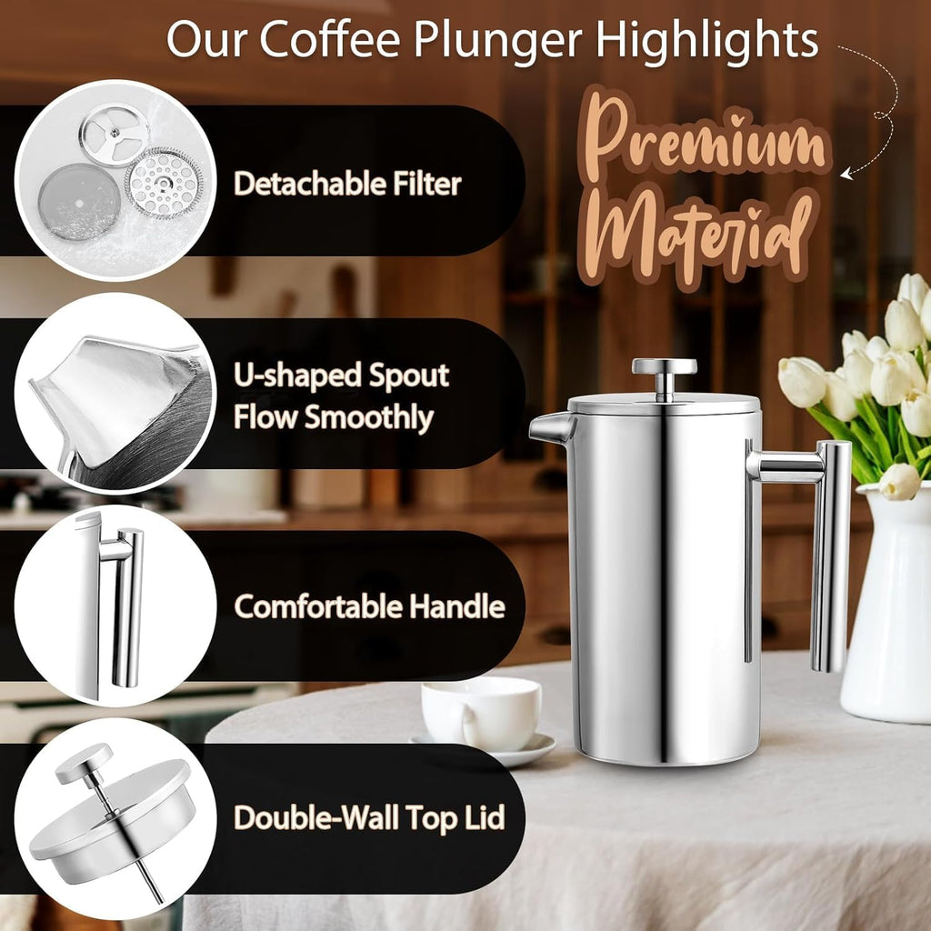 Small 12oz Stainless Steel Insulated French Press Q362