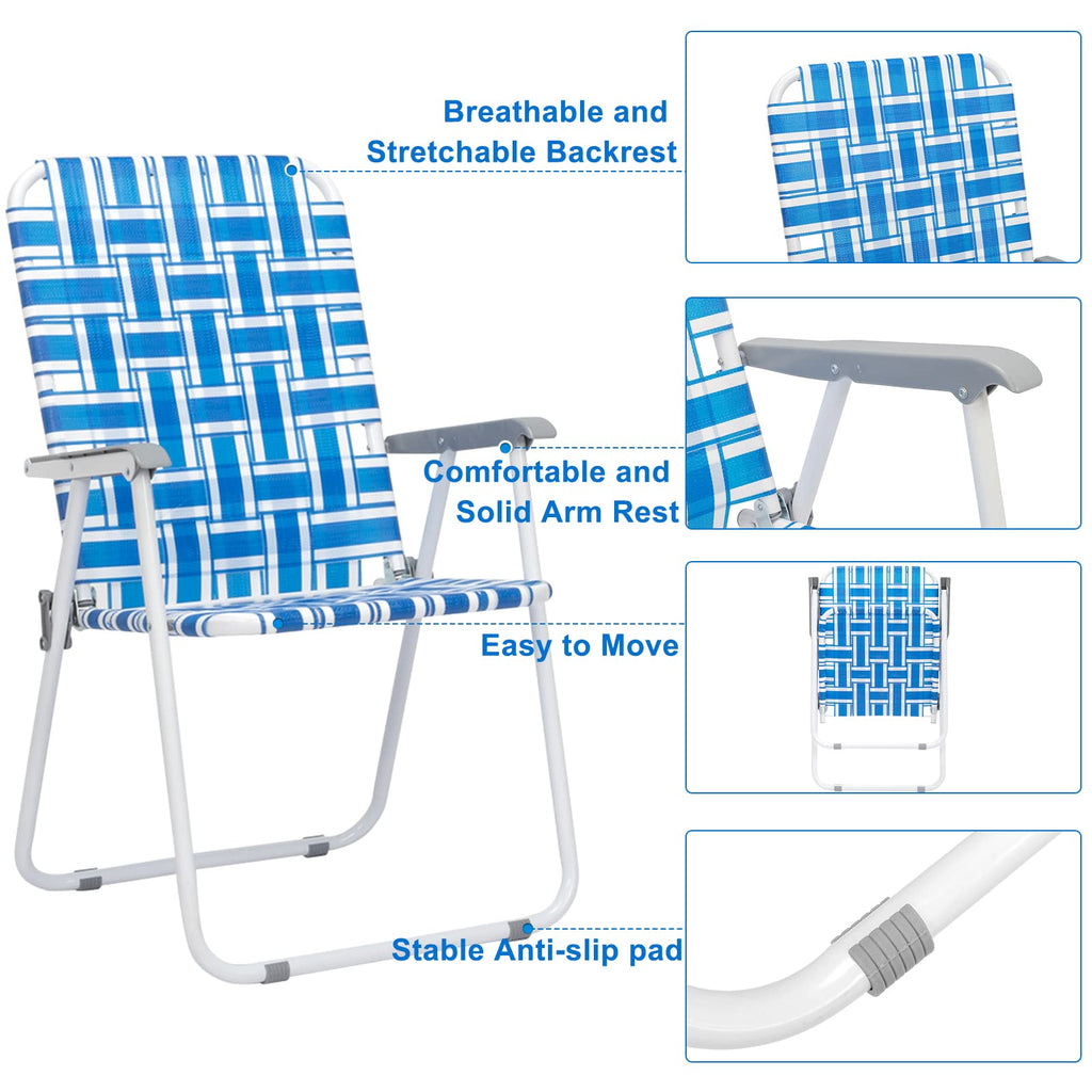 Set of 2 Blue Webbed Folding Patio Chair D61938