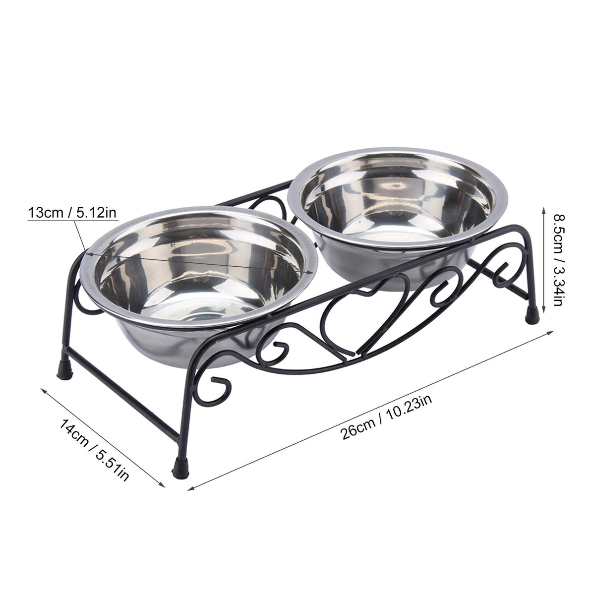 Double Stainless Steel Elevated Dog Bowls with Iron Stand P973168