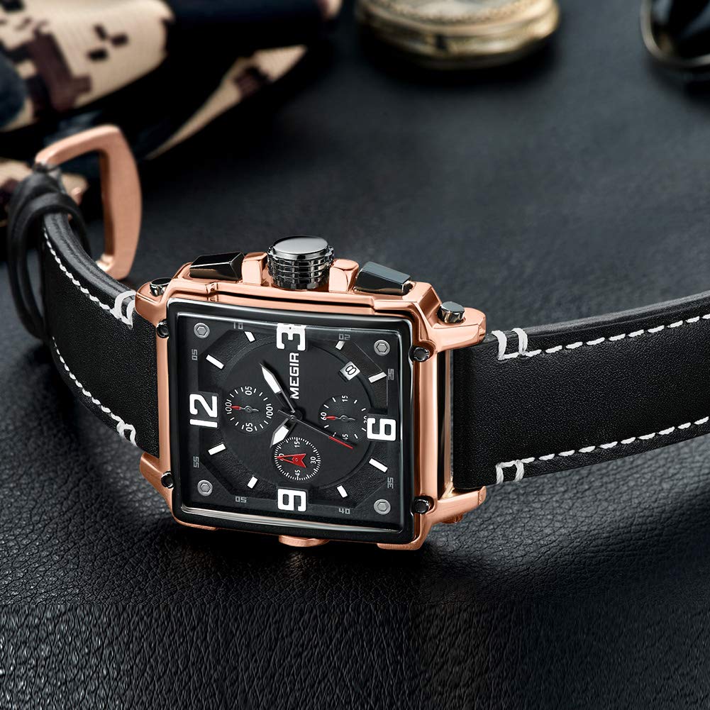 Men's Analogue Luminous Quartz Watch with Leather Strap H234618
