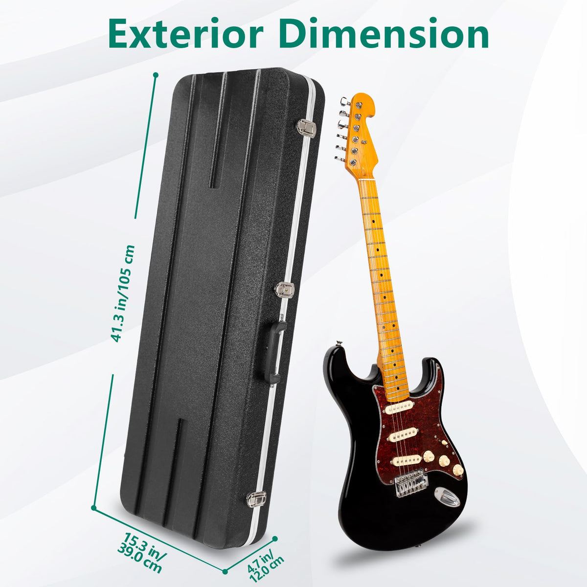 ABS Electric Guitar Hard Case 1.1 Inch Foam Plush Interior Black I382540