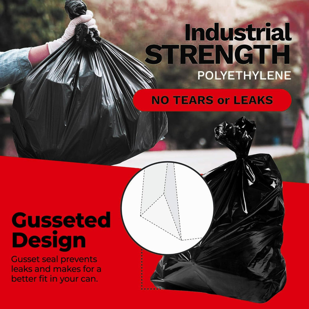 42 Gallon Heavy Duty Black 3 Mil Trash Bags, 50 Count I4887