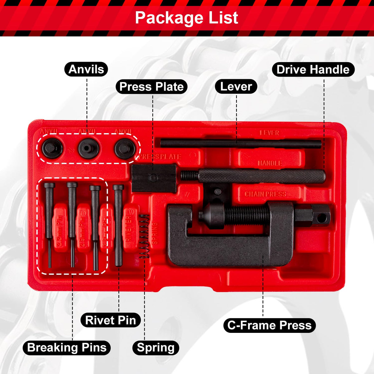13 Pcs Motorcycle Chain Breaker Tool Kit Y870302