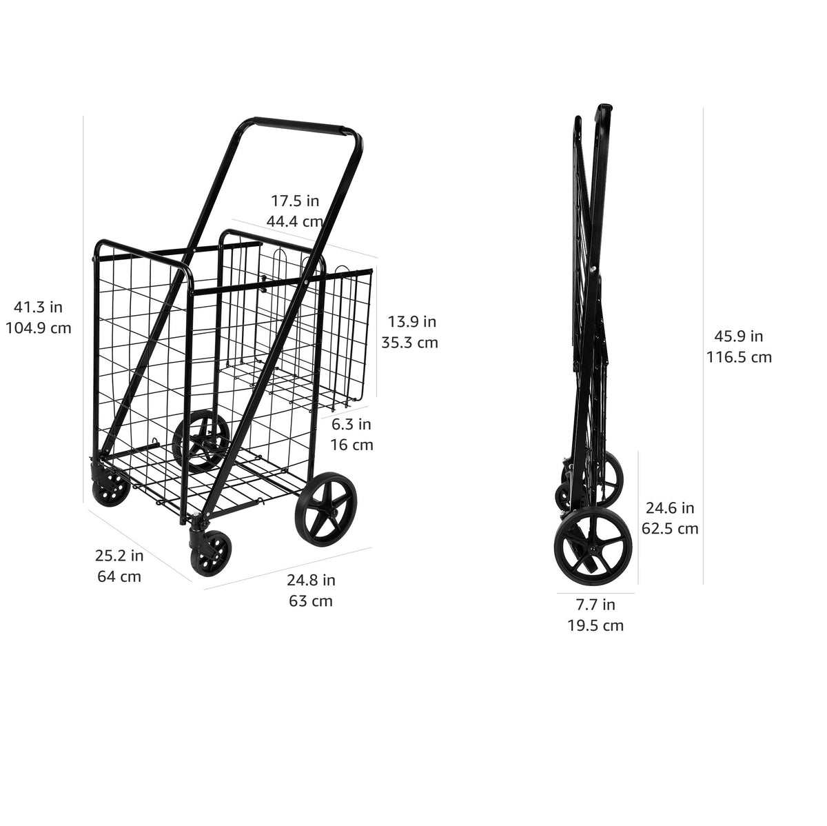 Foldable Utility Cart with 360-Degree Wheels, X-Large, Black M45545