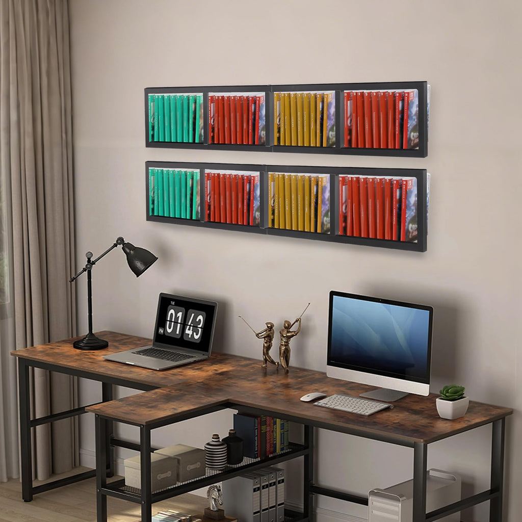 Black 2 Pcs 34Inch Metal Media Storage Rack U715473