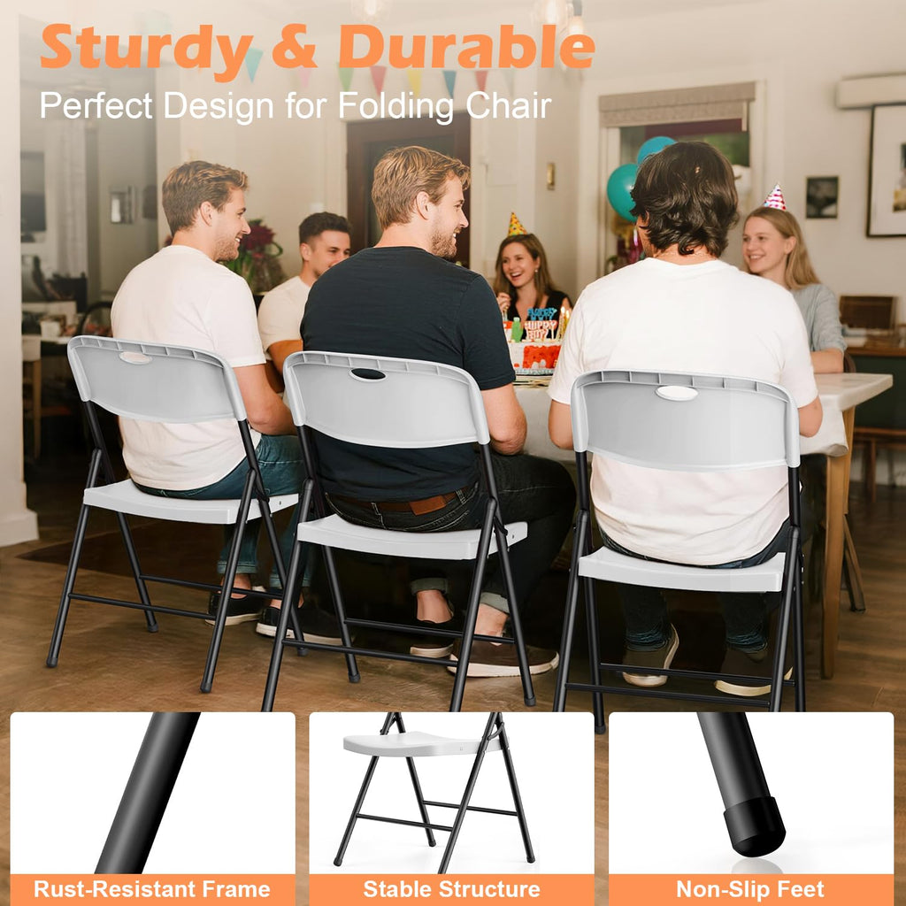 2 Pack White Plastic Folding Chairs H736285